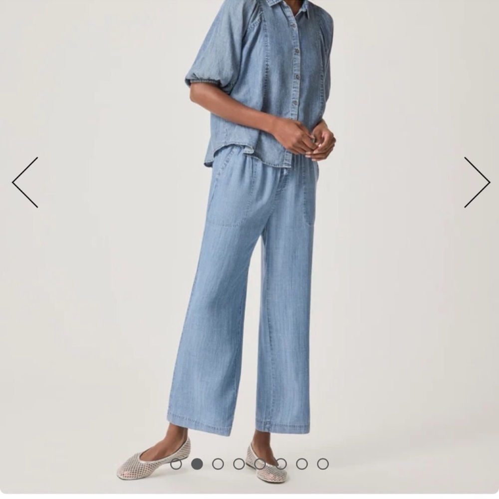 $168 Splendid  Angie Indigo Pant Sz L cropped wide leg super soft & lightweight - Picture 3 of 14